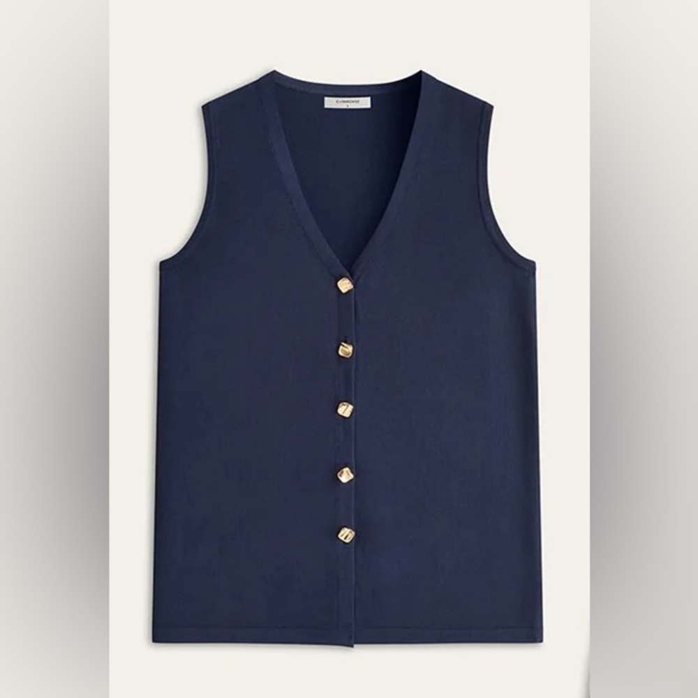 COMMENSE Golden Button Knit Vest - size XSmall - Picture 2 of 5